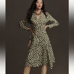 Anthropologie Olive and Cream Long Sleeve Dress